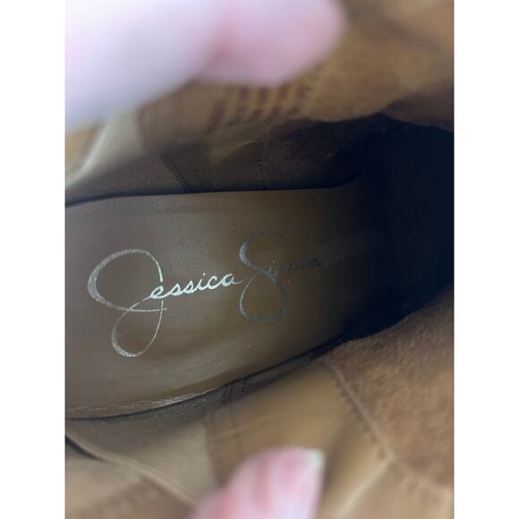 Jessica Simpson Tandra Camel Suede Leather High Heel Ankle Boot Size 8.5 - Picture 3 of 12